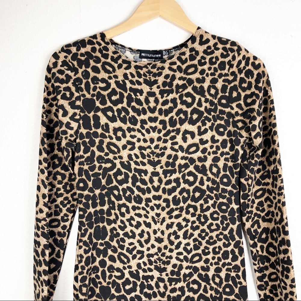 🌿 PrettyLittleThing Long Sleeve Leopard Dress - Picture 2 of 8